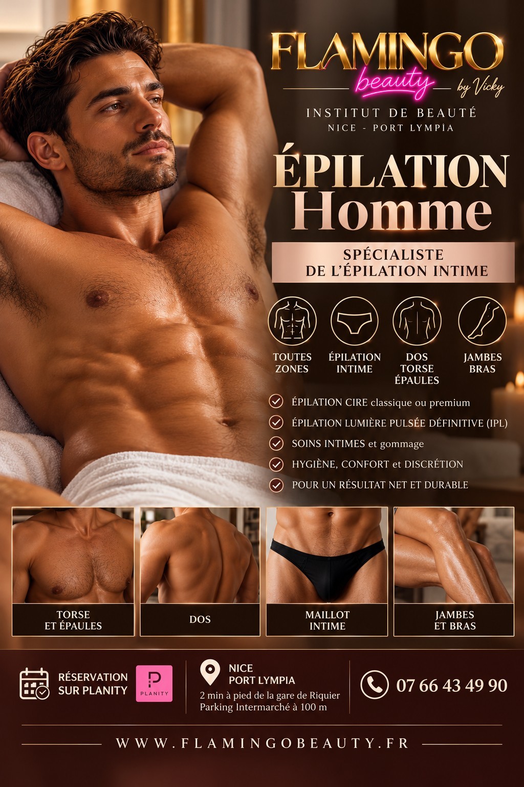 Épilation corps homme à Nice : torse, dos et épaules