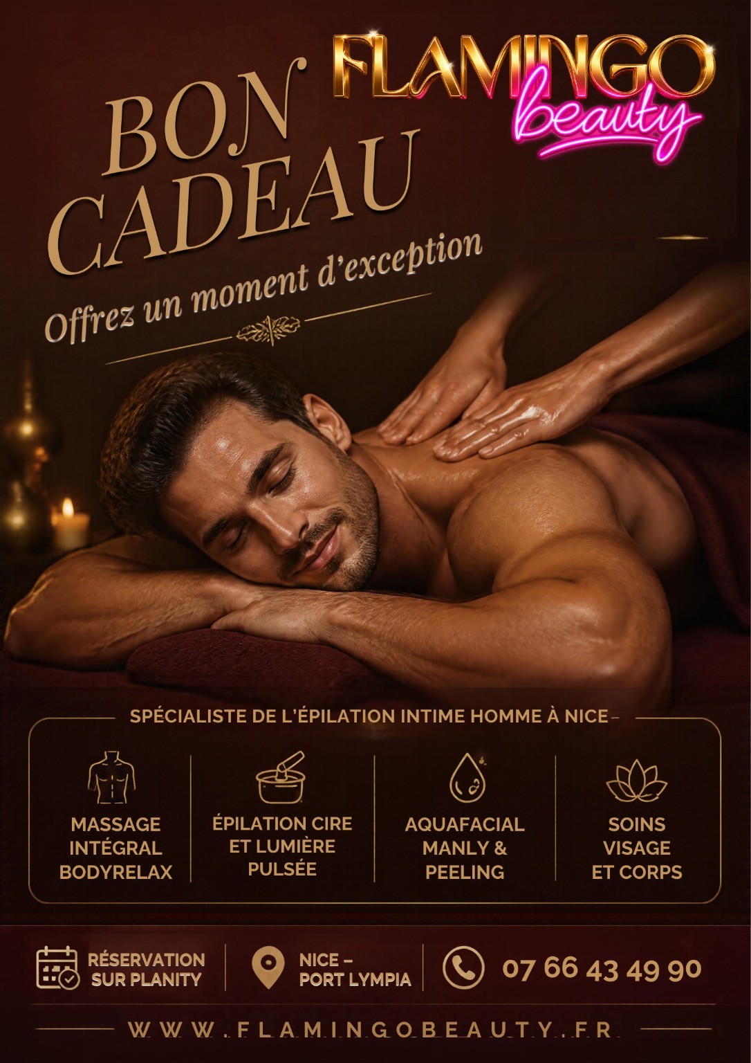 Bon cadeau massage soins nice flamingo