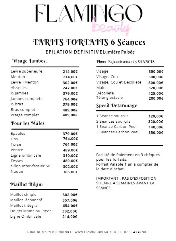 Tarifs 6 sèances